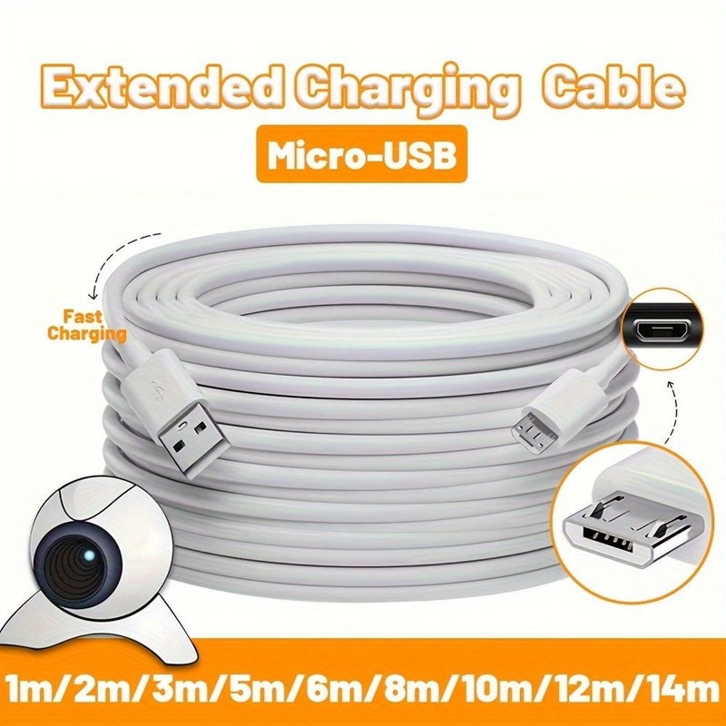 3A 30W Data Cable 6m 19.69ft Micro USB Extension Power Cord For Mobile Phones Xiaomi Monitoring Cameras Projectors - Image 1