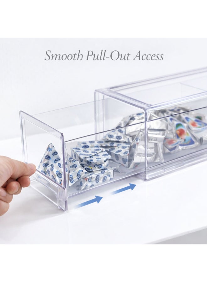 Homesmiths Stackable Clear Storage Drawer, L 33.7 × B 12 × H 11 cm | Transparent Plastic Organizer Box with Pull‑Out Drawer, Modular & Space‑Saving Storage for Home, Office, Pantry, Bathroom & Study - Image 5