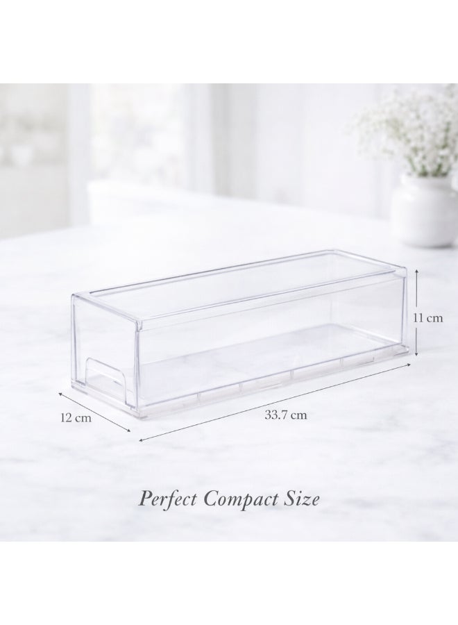 Homesmiths Stackable Clear Storage Drawer, L 33.7 × B 12 × H 11 cm | Transparent Plastic Organizer Box with Pull‑Out Drawer, Modular & Space‑Saving Storage for Home, Office, Pantry, Bathroom & Study - Image 2