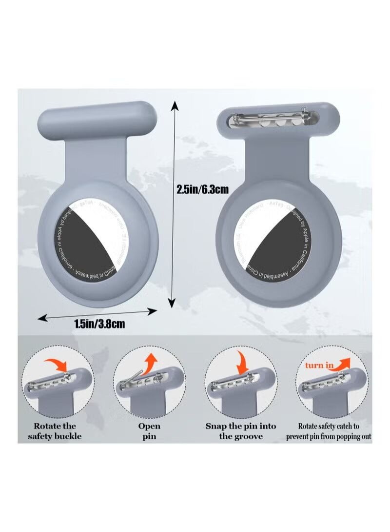 SYOSI Hidden for Air Tag for Kids, Silicone Case for Airtag with Invisible Pin, Safer Than Bracelet Wristband Necklace Keychain (3 Packs, Pink & Orange & Grey)  - Image 4