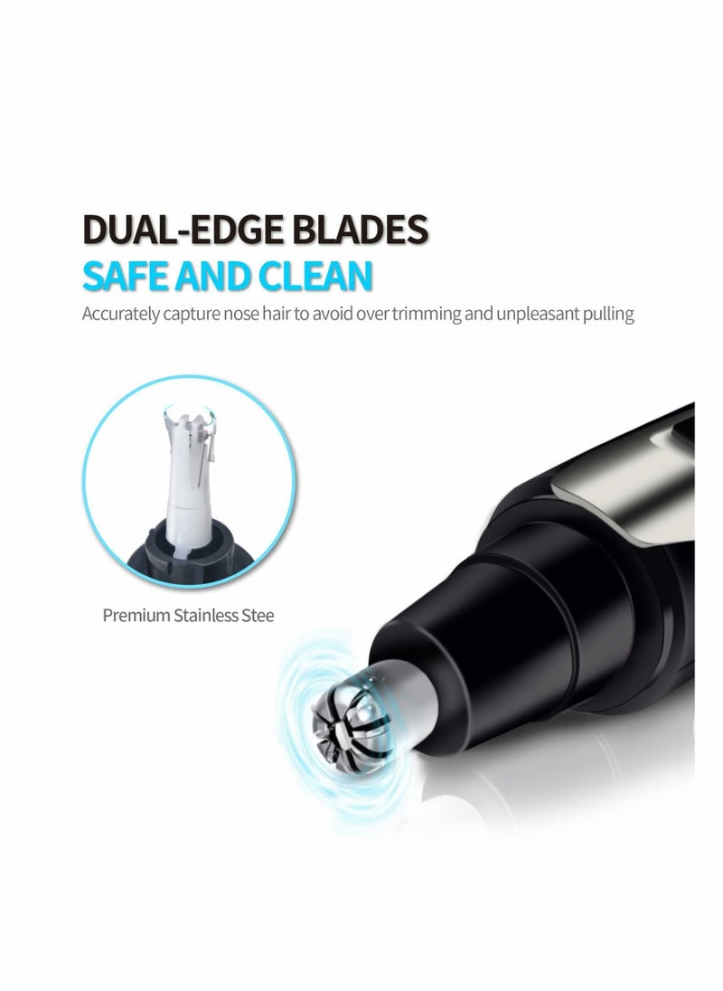 Generic Nose Hair Trimmer and Ear Trimmer, Professional Painless Eyebrow & Facial for Men Women, Battery-Operated Dual Edge Blades Easy Cleansing (Black)  - Image 2