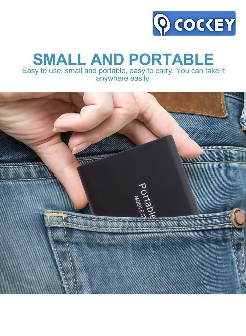 COCKEY 2TB Portable External Hard Drive, Mini SSD Hard Drives,Solid State External Drives,Computer Backup Drive,USB 3.1 to Type-C Support Data Storage Transfer for Windows XP PC Laptop and Mac(Black) - Image 2