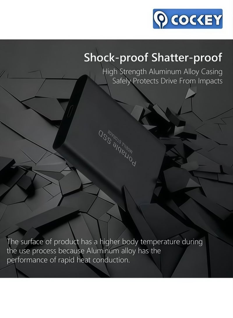 COCKEY 2TB Portable External Hard Drive, Mini SSD Hard Drives,Solid State External Drives,Computer Backup Drive,USB 3.1 to Type-C Support Data Storage Transfer for Windows XP PC Laptop and Mac(Black) - Image 4