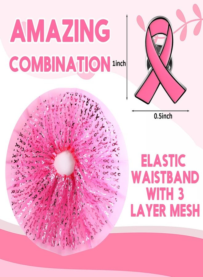 Skicuff مجموعة Skicuff من 12 قطعة من تنانير التوتو للتوعية بسرطان الثدي للنساء، دبابيس بروش على شكل شريط وردي، هدية مثالية للناجيات والمتطوعات والمشاركات في الفعاليات الخيرية والمناسبات العامة. - Image 3