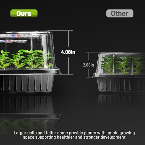 Mulctun 60-Cell Seed Starter Tray with Grow Light, Seedling Starter Trays with 4.08" Humidity Dome, Self-Watering Plant Germination Trays,Seed Starter Kit for Seeds Growing (Black) - Image 5