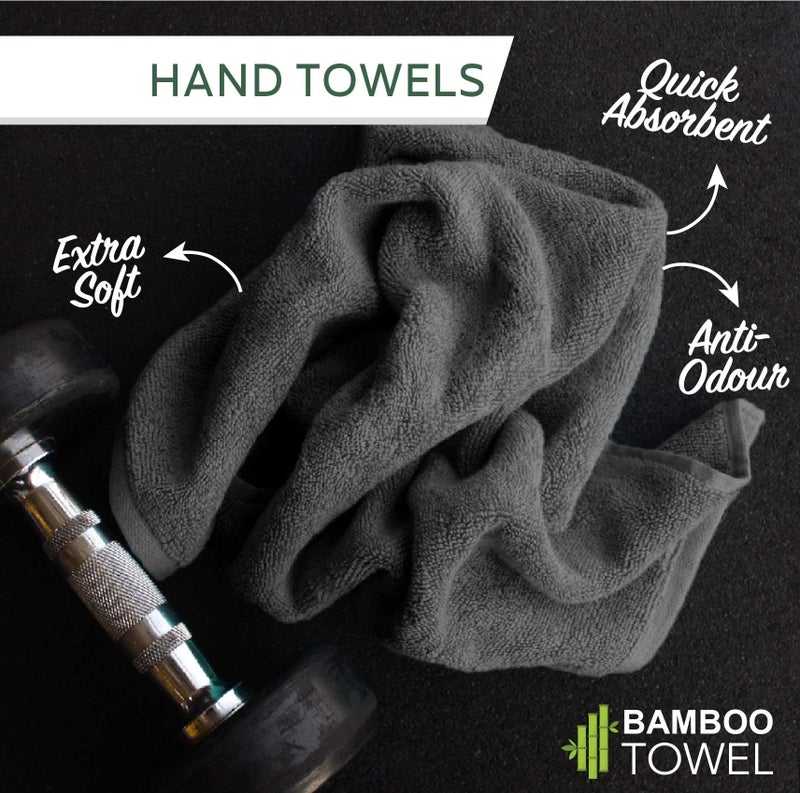 HEELIUM Bamboo Towel Set (1 Bath & 1 Hand & 1 Face Towel Combo) | Towel for Men & Women | Soft, High Absorbency & Antibacterial, 600 GSM, Grey - Image 2