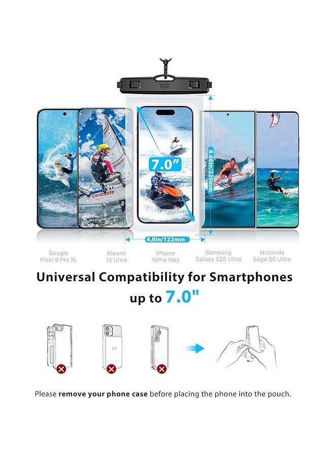 دينكس جراب هاتف مقاوم للماء، عبوة واحدة من جراب هاتف مقاوم للماء IPX8 للسباحة، جراب هاتف تحت الماء لهاتف iPhone 15 14 13 12 11 Pro XS، Samsung S24 S23 S22، Huawei P60 Mate 60 حتى 6.8 بوصة - Image 2