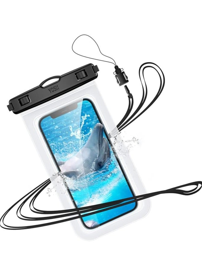 دينكس جراب هاتف مقاوم للماء، عبوة واحدة من جراب هاتف مقاوم للماء IPX8 للسباحة، جراب هاتف تحت الماء لهاتف iPhone 15 14 13 12 11 Pro XS، Samsung S24 S23 S22، Huawei P60 Mate 60 حتى 6.8 بوصة - Image 1