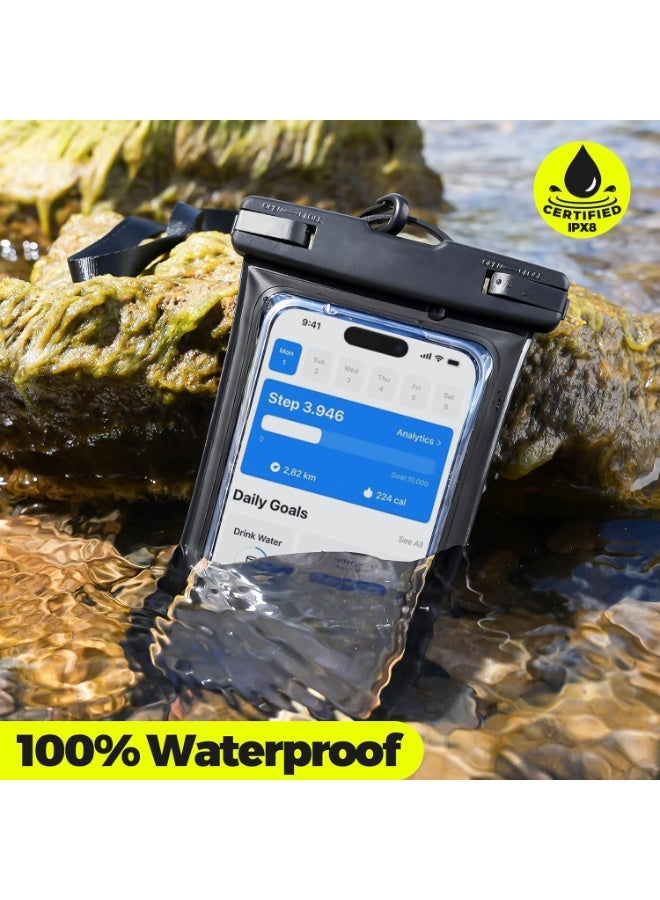 أكاليكس جراب هاتف مقاوم للماء، عبوة واحدة من جراب هاتف مقاوم للماء IPX8 للسباحة، جراب هاتف تحت الماء لهاتف iPhone 15 14 13 12 11 Pro XS، Samsung S24 S23 S22، Huawei P60 Mate 60 حتى 6.8 بوصة - Image 2