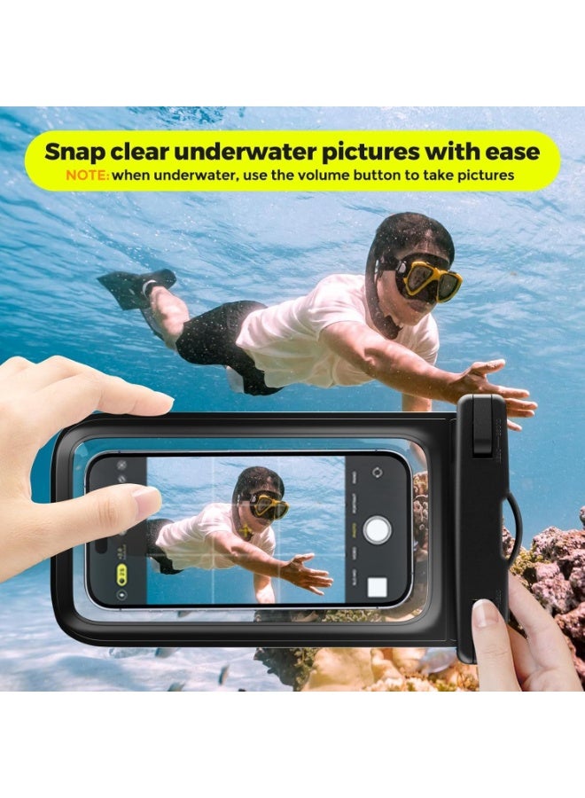 أكاليكس جراب هاتف مقاوم للماء، عبوة واحدة من جراب هاتف مقاوم للماء IPX8 للسباحة، جراب هاتف تحت الماء لهاتف iPhone 15 14 13 12 11 Pro XS، Samsung S24 S23 S22، Huawei P60 Mate 60 حتى 6.8 بوصة - Image 3