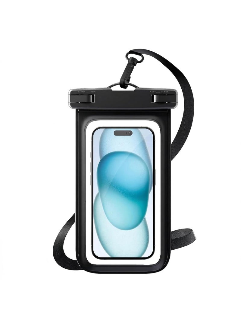 أكاليكس جراب هاتف مقاوم للماء، عبوة واحدة من جراب هاتف مقاوم للماء IPX8 للسباحة، جراب هاتف تحت الماء لهاتف iPhone 15 14 13 12 11 Pro XS، Samsung S24 S23 S22، Huawei P60 Mate 60 حتى 6.8 بوصة - Image 1
