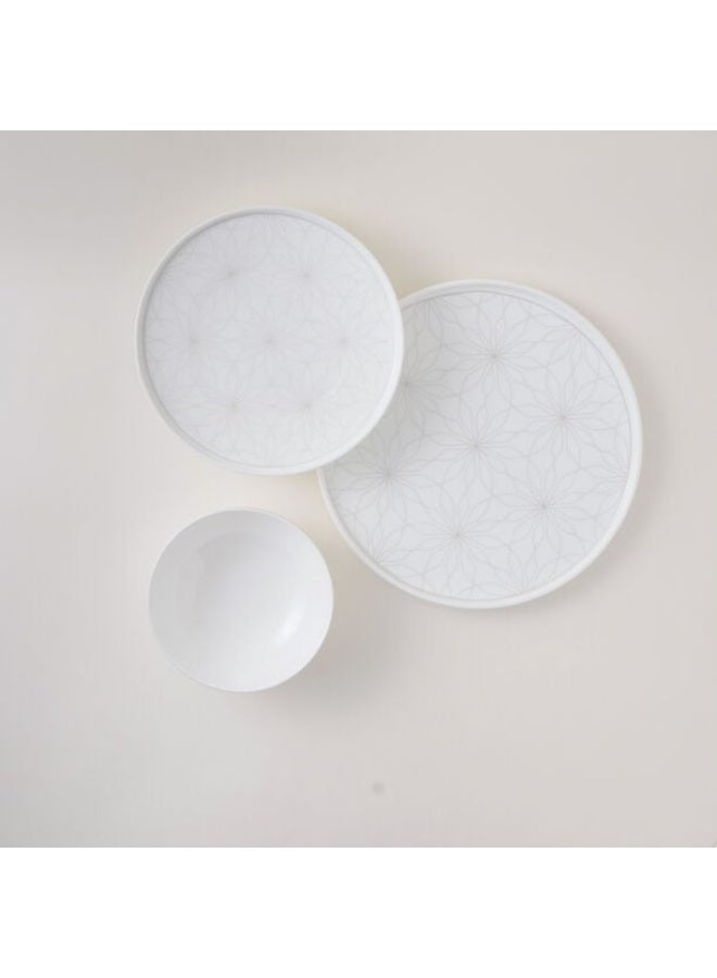 La Mesa طقم عشاء من البورسلين الأبيض 18 قطعة مع زخرفة ذهبية - Image 1