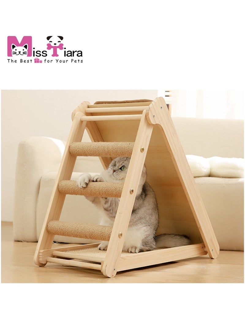 MissTiara Cat scratching board, cat bed in one, solid wood cat climbing frame, small footprint, sisal cat scratching mat cat toy, sisal tightly wound, wear-resistant and non-chip-shedding  30*60*52cm - Image 5
