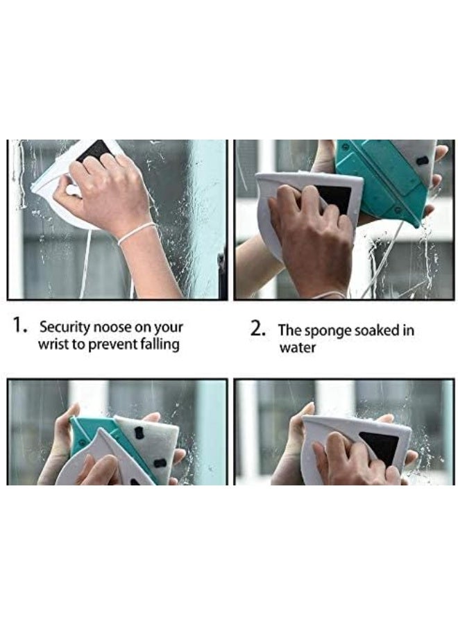 فرشاة تنظيف زجاج منزلية مغناطيسية بسماكة 5-12 ملم/ ماسحة زجاج مزدوجة تعمل على الوجهين مفيدة لتنظيف الاسطح الزجاجية من ادوات التنظيف المنزلية - Image 2