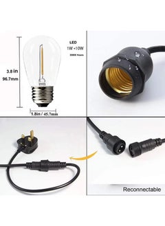 RATSAW Outdoor String Lights 10m Waterproof S14 LED String 10 Lights with Bulbs Grade Patio Lights Warm White  - Image 5
