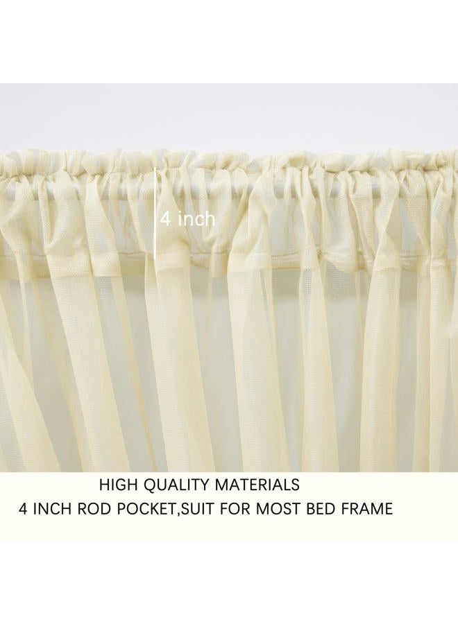 Akiky Canopy Bed Curtains 8 Panel Bed Curtains Drapes for Full Queen Size Bed Sheer Canopy Bed Drapes with Lights(Khaki) - Image 3