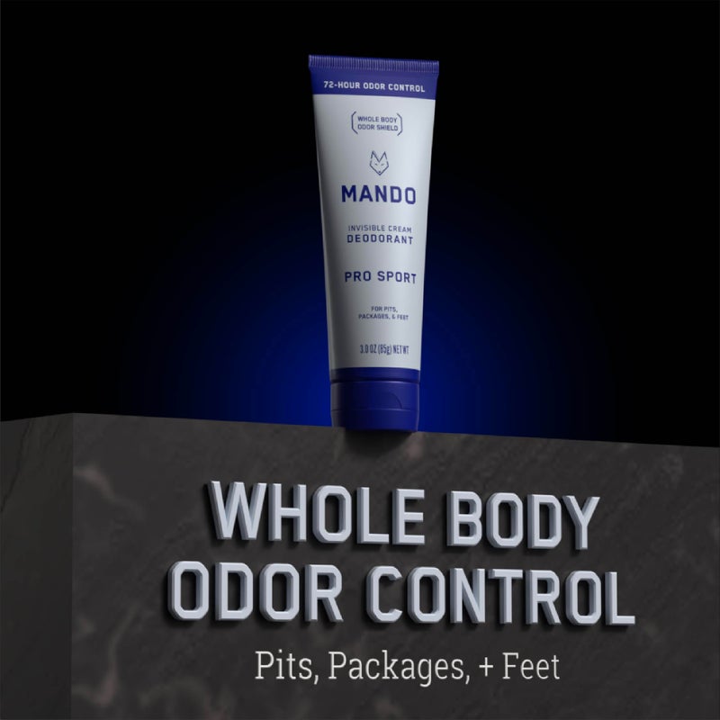 Mando Whole Body Deodorant For Men - Invisible Cream - 72 Hour Odor Control - Aluminum Free, Baking Soda Free, Skin Safe - 3 ounce (Pack of 2) - Pro Sport - Image 2