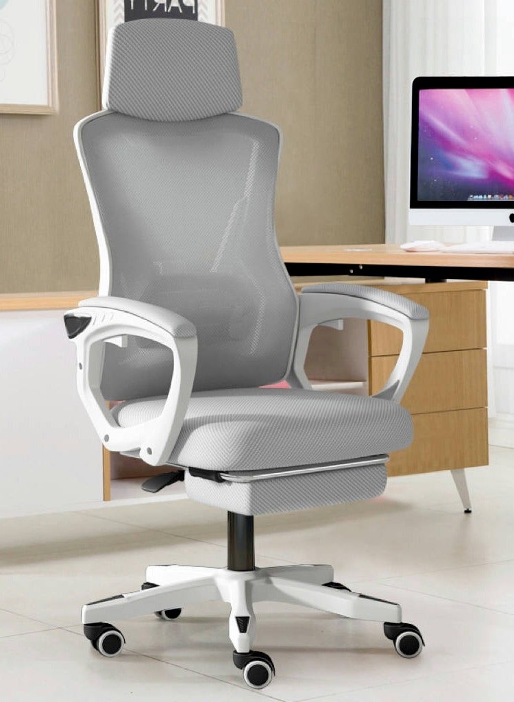 Ergonomic Office Chair Desk Chair with Lumbar Support Gaming Chair with Adjustable Headrest and Armrest Swivel Computer Chair for Home Office（Z1-Grey） - Image 2