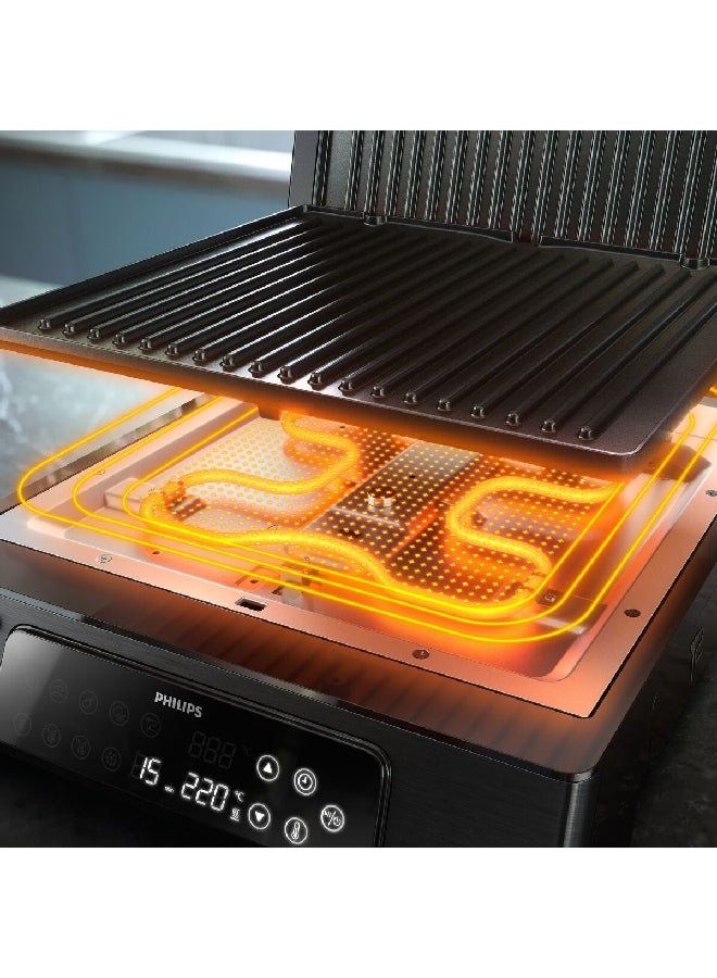 Philips 1800-2200W Precision Digital Control Temperature Probe Contact Grill Black 17.7 x 37.5 x 35.4 cm HD6307/70 2200 W HD6307/70 Black - Image 3