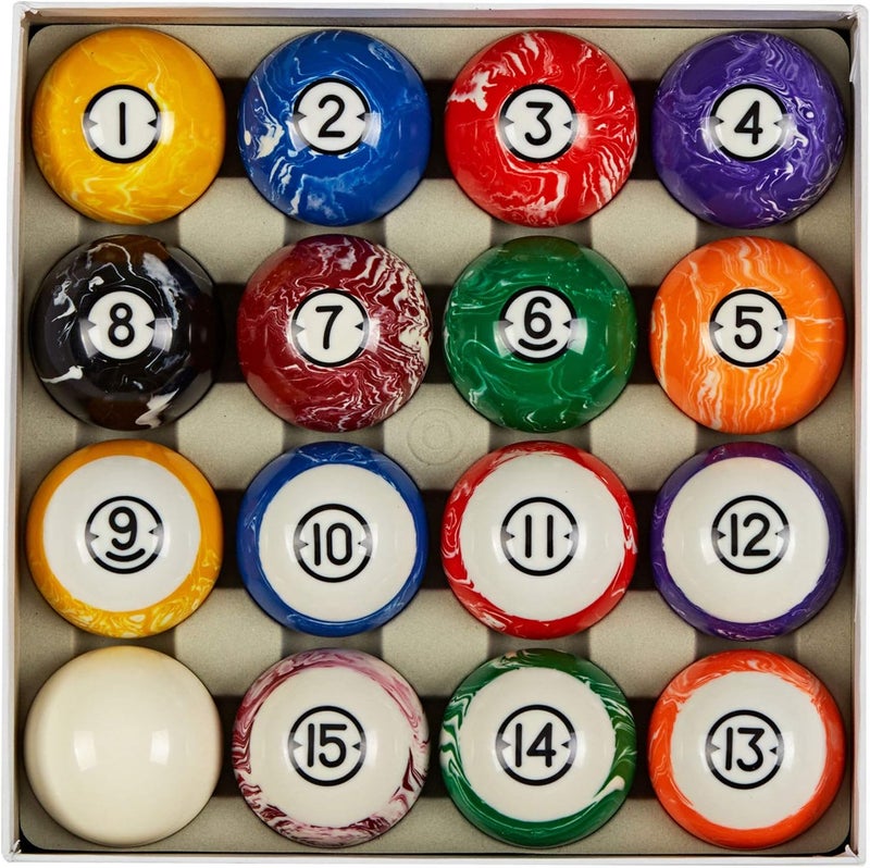 Collapsar Deluxe 2-1/4" Billiard Pool Balls Marble-Swirl Style Billiards Ball Complete 16 Ball Set (Several Style Available) - Image 1