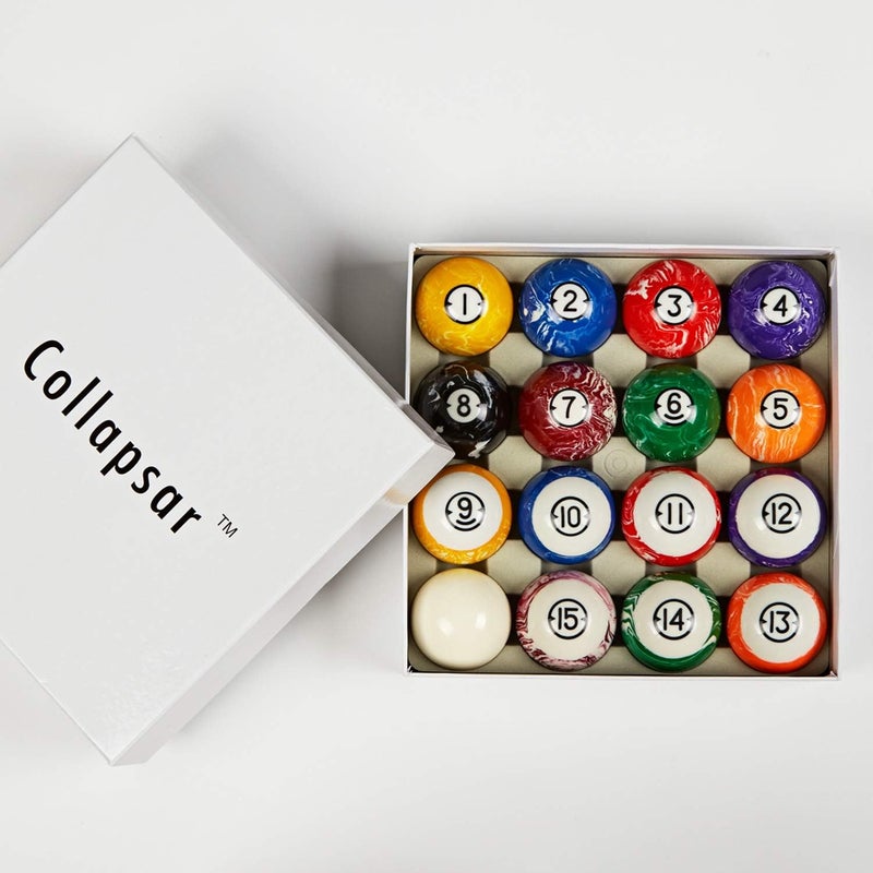 Collapsar Deluxe 2-1/4" Billiard Pool Balls Marble-Swirl Style Billiards Ball Complete 16 Ball Set (Several Style Available) - Image 4
