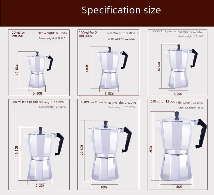 Moka Pot Octagonal Aluminum Moka Pot Coffee Pot Italian Moka Pot Boiled Concentrated Coffee Pot - Image 3