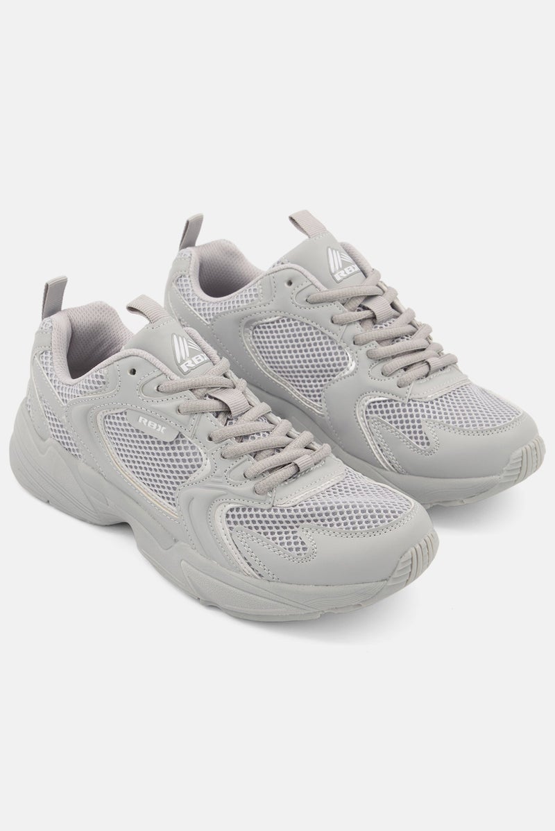 RBX Women Lace Up Sports Shoes, Grey - Image 1