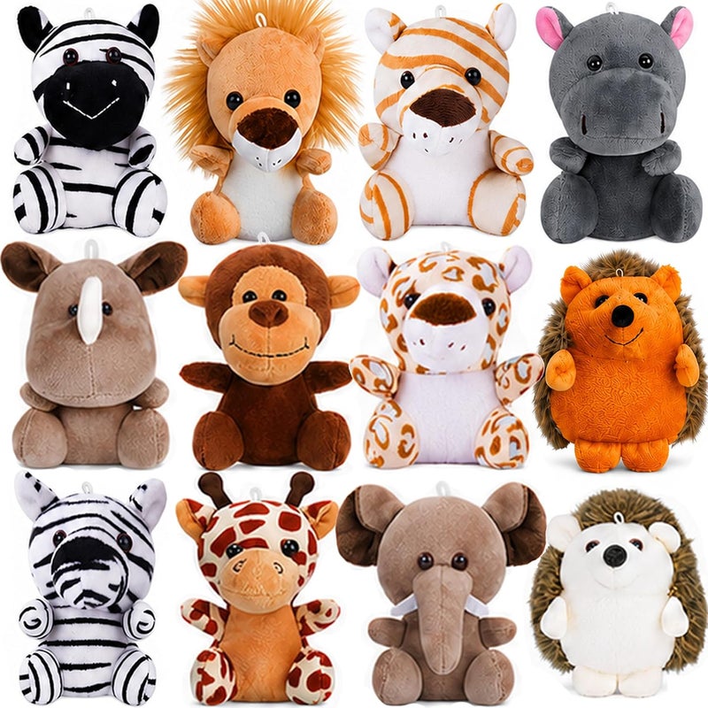 cideny Small Stuffed Animal Bulk - 12 Cute & Cuddly Small Plush Toys, 4.5 Inch Fluffy Stuffies, Animals Keychain Decoration, Carnival Prizes, School Gifts, Valentine's Day and More - Image 1