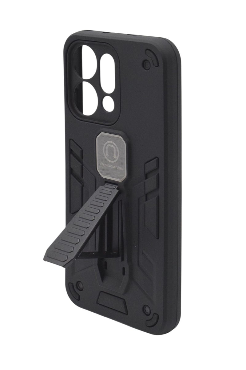 CFS Hard Silicone Shockproof Back Cover Case with Kickstand For OPPO Reno 14 - Black - Image 2