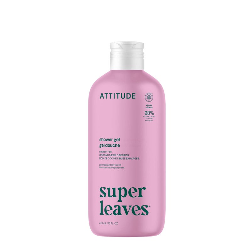 ATTITUDE Body Wash, EWG Verified Shower Gel, Dermatologically Tested, Plant and Mineral-Based, Vegan Personal Care Products, Coconut & Wild Berries Scent, 16 Fl Oz - Image 1