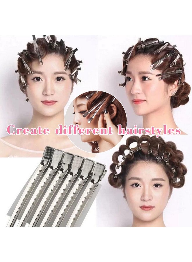 mythos 40 PCS 3.5 Inch Duck Billed Clips,Metal Alligator Curl Hair Clips with Holes for Styling, Coloring, Thick Hair Rollers, Salon Use,Alligator Clips for Women for Thick Hair & Thin Hair,Silver - Image 4