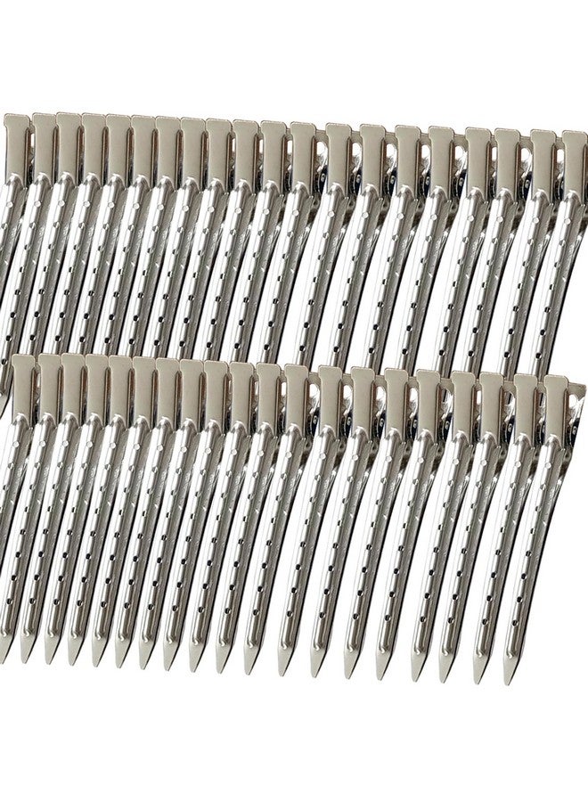 mythos 40 PCS 3.5 Inch Duck Billed Clips,Metal Alligator Curl Hair Clips with Holes for Styling, Coloring, Thick Hair Rollers, Salon Use,Alligator Clips for Women for Thick Hair & Thin Hair,Silver - Image 1