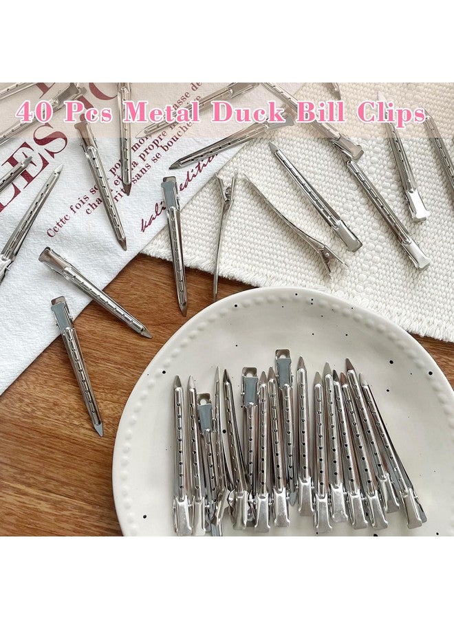 mythos 40 PCS 3.5 Inch Duck Billed Clips,Metal Alligator Curl Hair Clips with Holes for Styling, Coloring, Thick Hair Rollers, Salon Use,Alligator Clips for Women for Thick Hair & Thin Hair,Silver - Image 3