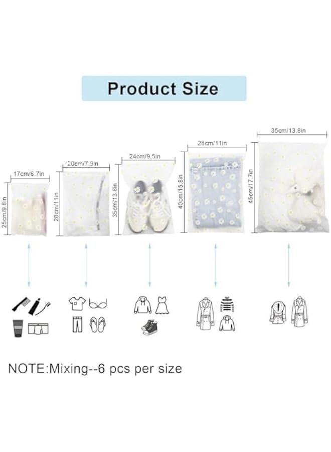 30PCS Travel Storage Bags for Clothes, Clear Reusable Bags Plastic Ziplock Bags, Waterproof Resealable Clothing Zipper Bags Luggage Organizer Pouch for Clothes, Towels, Shoes, Cosmetics (5 Size) - Image 3