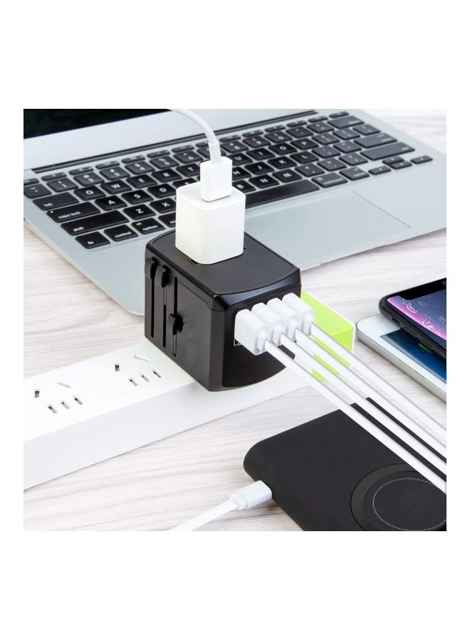 4 USB Worldwide All in One Universal Adapter With Smart Power And Multiple Protection Black - Image 2