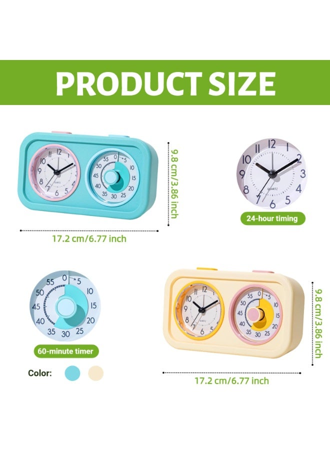 مؤقت بصري للأطفال مع ساعة، مؤقت تنازلي 60 دقيقة للفصل والمنزل والمطبخ والعمل، مؤقت بومودورو بشاشة مزدوجة مع منبه، أداة صامتة لإدارة الوقت مع ضوء ليلي. - Image 3