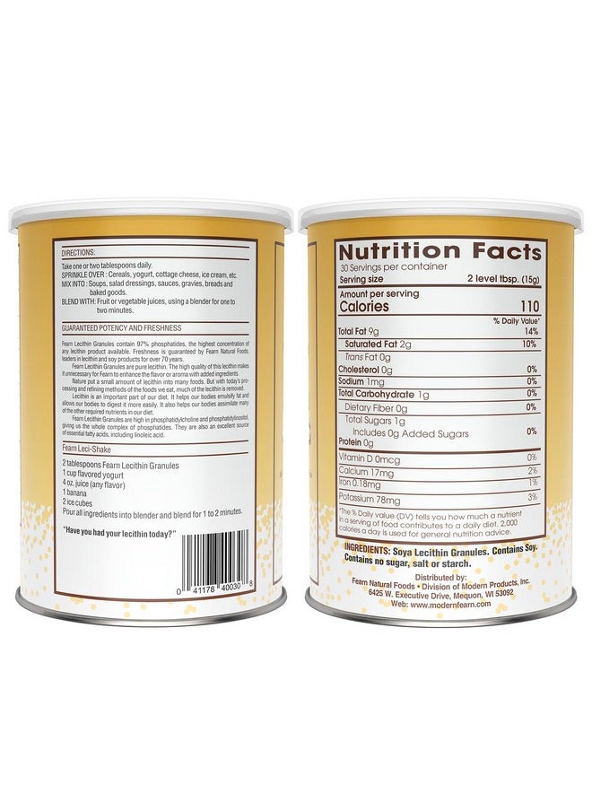 Fearn - Natural Foods Soy Lecithin Granules - Fat Emulsifier With Essential Nutrients For Health, Improves Texture Of Cakes, Breads & Diy Gummies, 16 Oz (Pack Of 2) - Image 1