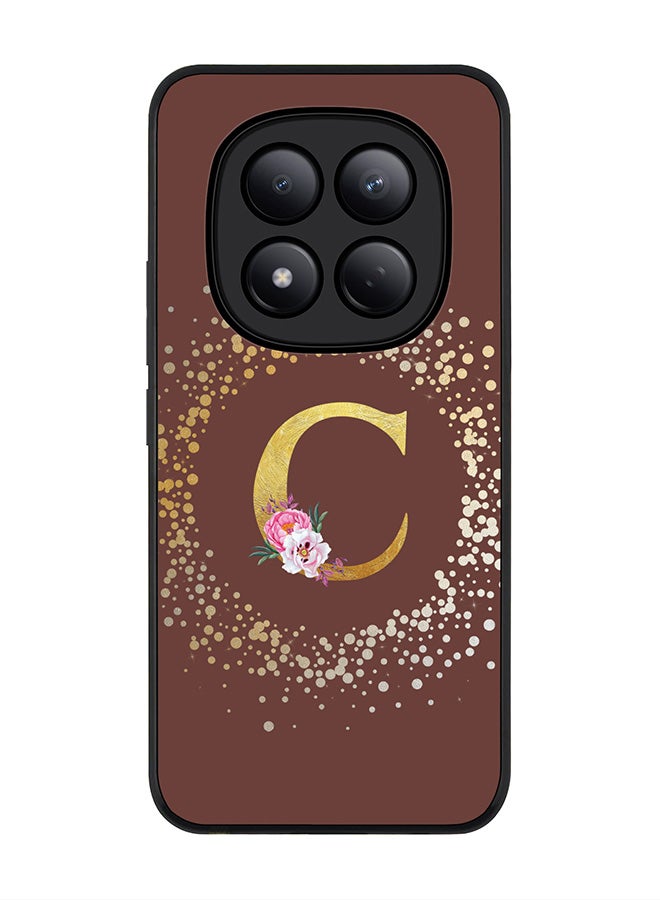 For Xiaomi Redmi Note 15 Pro 4G Case,Slim fit Camera Protection, Shockproof Thin Phone cover  - Custom Monogram Floral - C  (Brown )