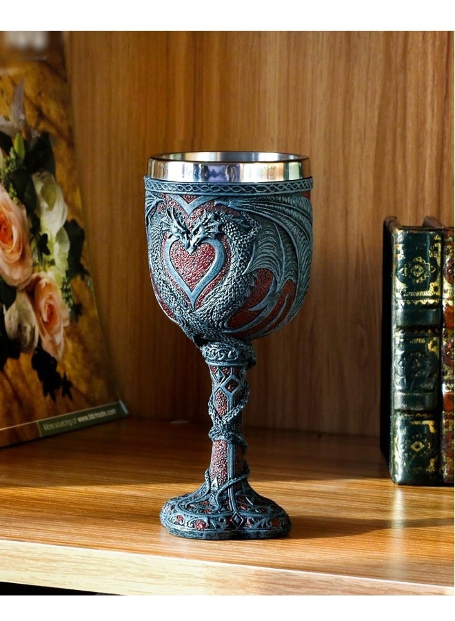 Medieval Dragon Wine Goblet, Dragons Wine Chalice  Resin Dragon Cup Wine Glass Romantic Stainless Steel Drinking Cup Presents, Idea Goods for Game of Thrones 7 oz - Image 1