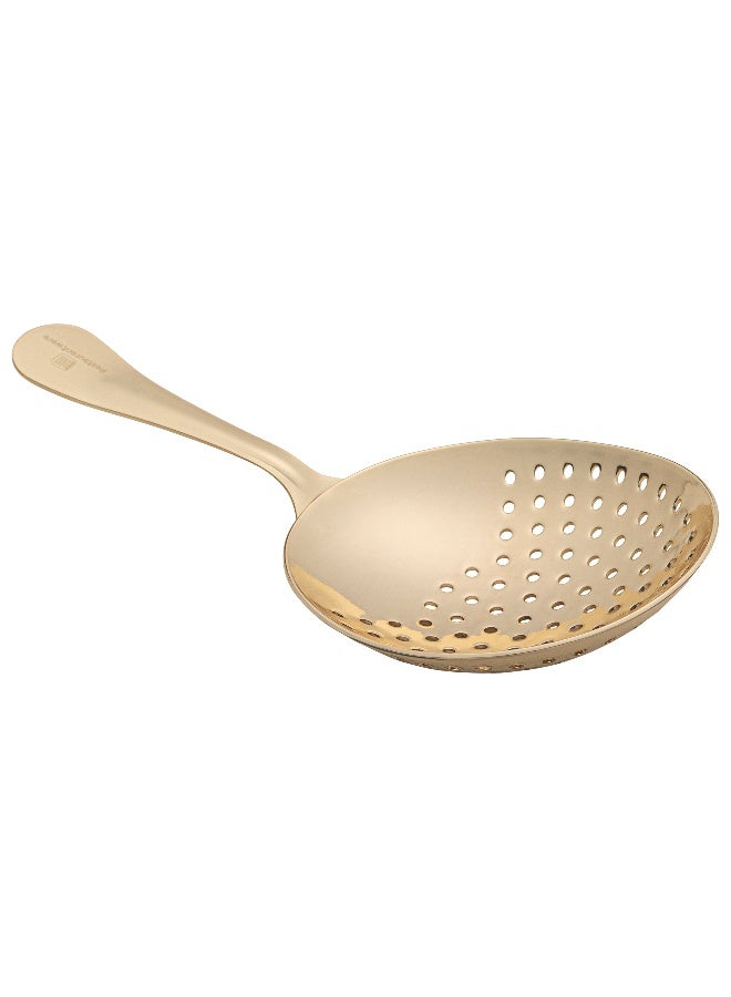 Restaurantware Bar Lux 6.4 Inch x 3 Inch Julep Strainer, 1 Perforated Drink Strainer - Wide, Ergonomic Handle, Gold Plated Stainless Steel Cocktail Strainer, Commerical Grade, For Bartenders - Image 1