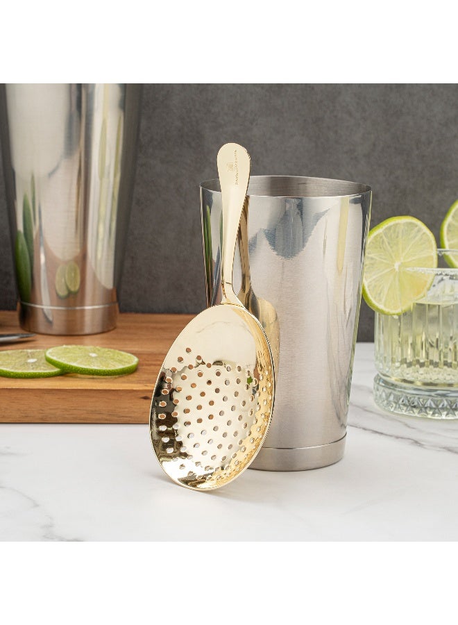 Restaurantware Bar Lux 6.4 Inch x 3 Inch Julep Strainer, 1 Perforated Drink Strainer - Wide, Ergonomic Handle, Gold Plated Stainless Steel Cocktail Strainer, Commerical Grade, For Bartenders - Image 5