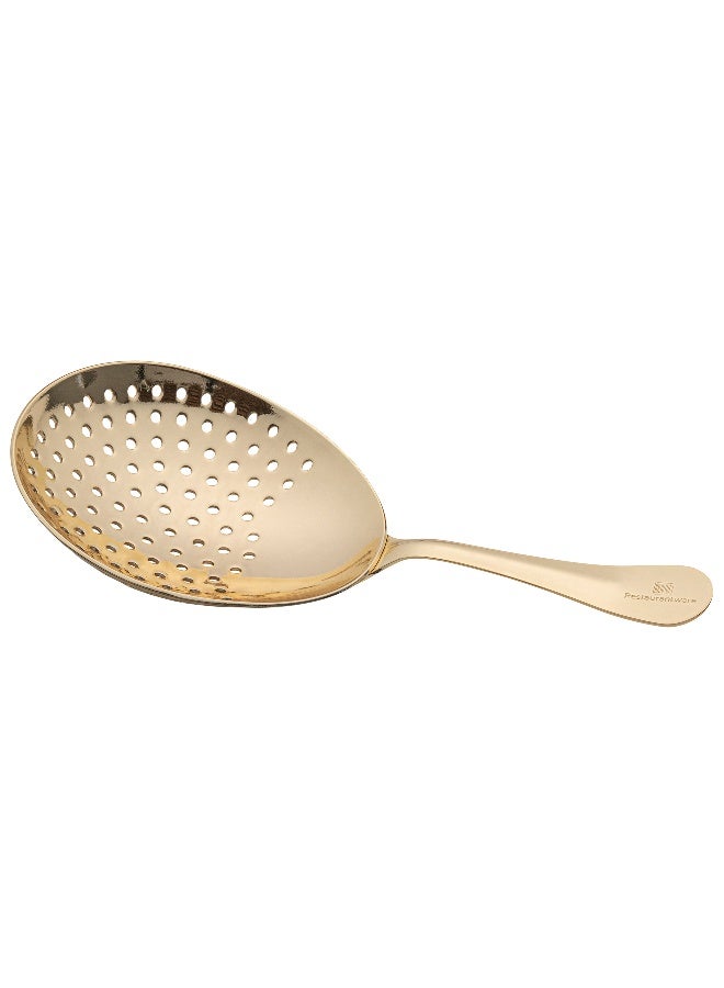 Restaurantware Bar Lux 6.4 Inch x 3 Inch Julep Strainer, 1 Perforated Drink Strainer - Wide, Ergonomic Handle, Gold Plated Stainless Steel Cocktail Strainer, Commerical Grade, For Bartenders - Image 2