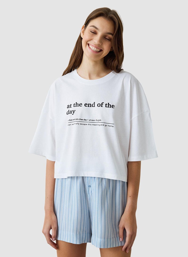 Penti Light Blue Lilah Striped Shorts Pyjama Bottoms - Image 1