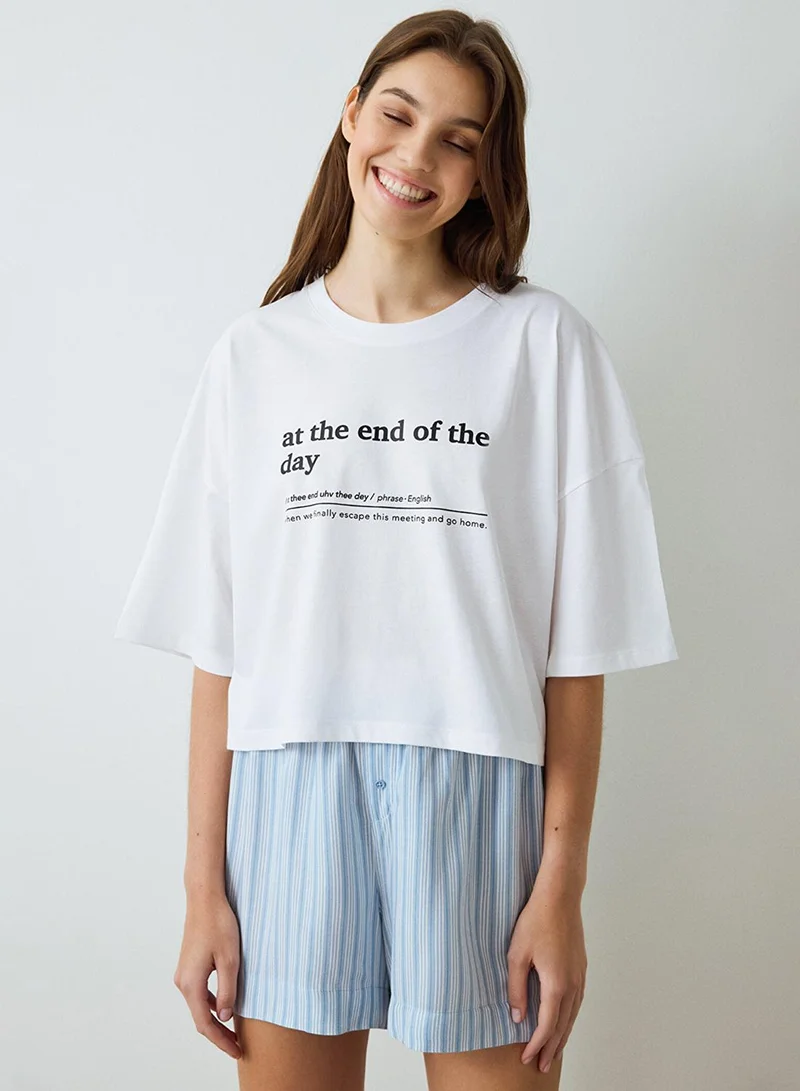 Penti Light Blue Lilah Striped Shorts Pyjama Bottoms