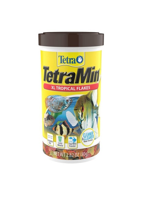 Tetra TetraMin XL Tropical Flakes 2.82 Ounces, Large Flakes, Nutritionally Balanced Fish Food, Tetra TetraMin Large Tropical Fish Flake Food, 2.82 oz