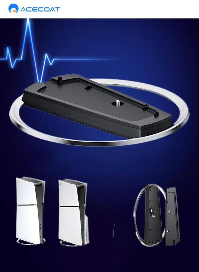 ايسكوت حامل وحدة تحكم PS5 عمودي بقاعدة فضية متوافق مع PS5 Slim وPS5 القياسية، ثابت وسهل التركيب للاستخدام اليومي والألعاب المنزلية - Image 1