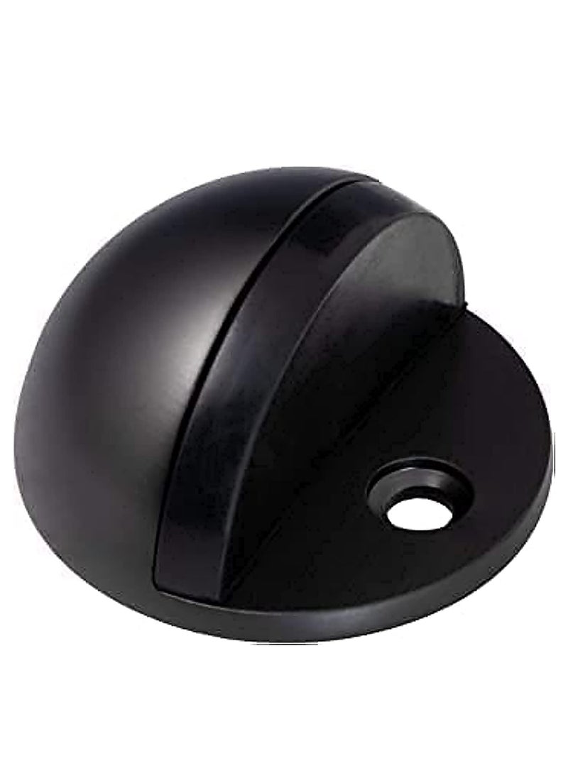 Generic Black Door Stopper  Half Moon Oval Floor Door Stop-Solid Stainless Steel Door Stopper and Rubber Bumper  - Image 1