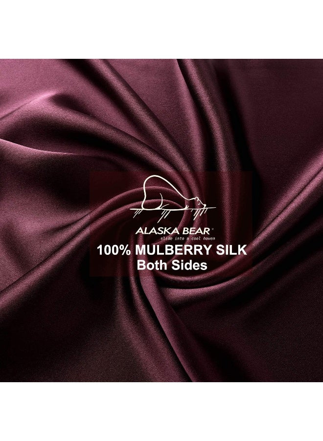 ALASKA BEAR Queen Silk Pillowcase and Random Color Silk Scrunchie Gift Set ALASKA BEAR Hypoallergenic Pillow Cases for Acne Prolong Hairstyles, Eyelashes & Extensions (1pc, Red Burgundy) - Image 4