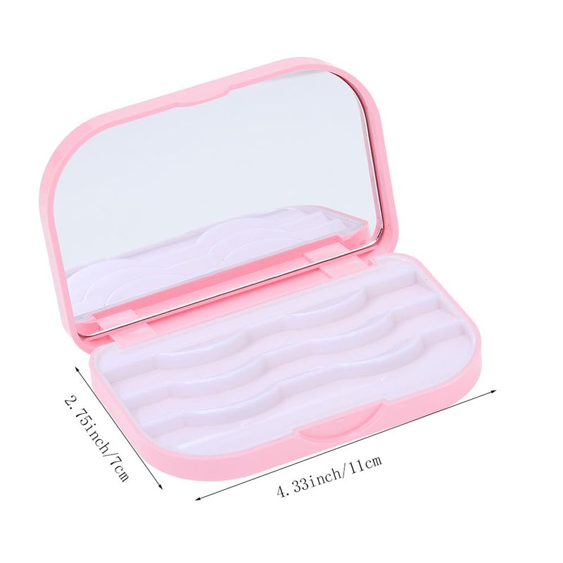 YiQiYi Cosmetic Case Empty Eyelashes Storage Case with Makeup Mirror Holder Box Fake Eyelash Packing Travel Storage Case Eyelashes Bag(Light Pink) - Image 5
