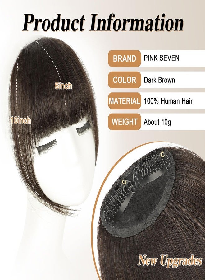 PINK SEVEN Clip in Bangs Real Human Hair,Dark Brown Bangs Hair Clip on Fake Bangs with Temples for Women Daily Wear(Dark Brown) - Image 2